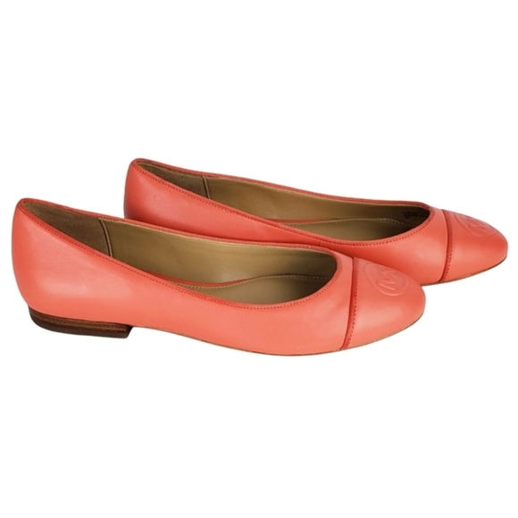 New Michael kors dylyn leather mk logo embossed ballet flats pink grapefruit - Picture 3 of 15